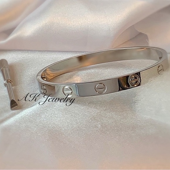 πLUXURY 15cm-22cm! Silver Screw Cuff, Bangle, Bracelet High End love - Picture 3 of 6